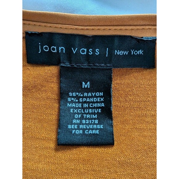 Joan Vass Tee Top Women's M Caramel Deep Mustard Shirt A-Line Soft Comfort New - Picture 6 of 9